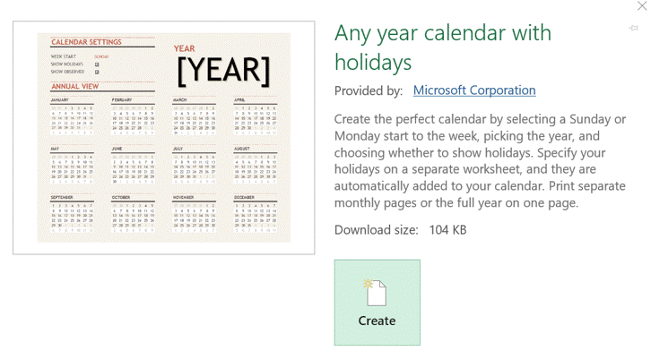 Excel Calendar Template - Personalized Calendar
