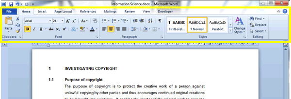 Microsoft Word Tutorial - The Ribbon and The Tab Area