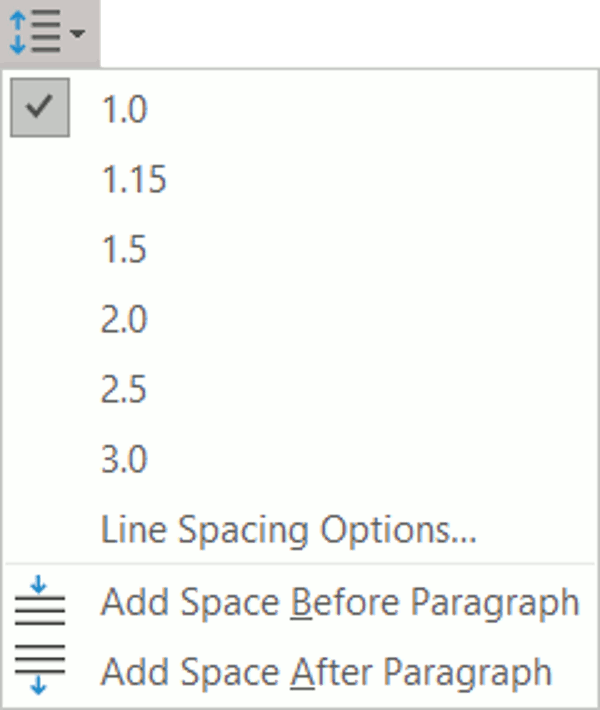 Line Spacing Options in Word 