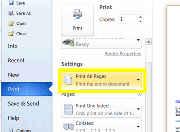 Free Microsoft Word Tutorial - Printing Basics - Specify What to Print