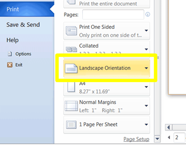 Free Microsoft Word Tutorial - Printing Basics - Page Orientation