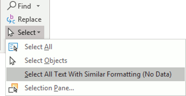 Select ALL text with similar formatting in Word