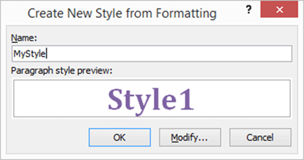 Create New Style from Formatting box - MS Word Tutorial