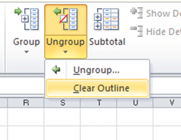 Using Data Outline Tools - Clearing an Outline Excel Tutorial 