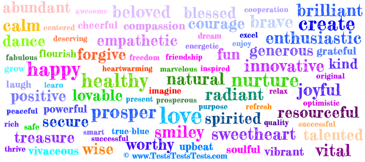 Positive Words Typing Test & List of Positive Words