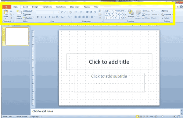Microsoft PowerPoint Tutorial - The Ribbon and Tabs