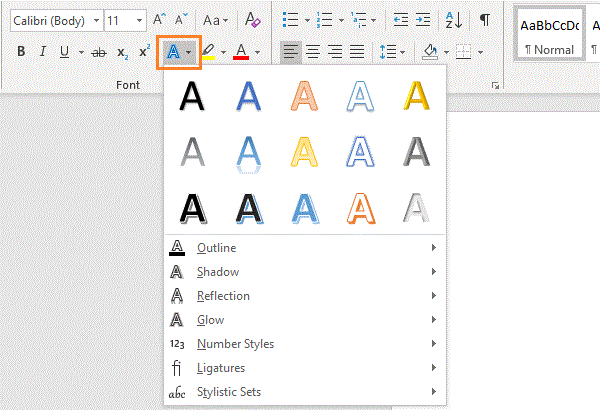 Font Effects in Word - Outline, Shadow, Reflection & Glow in Word