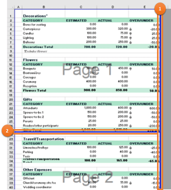 Resizing pages and including or excluding rows or columns - Excel 2016 Tutorial
