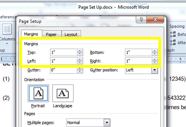 Free Microsoft Word Tutorial - Page Layout - Setting Page Margins 2