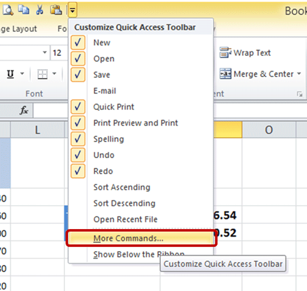 Customize the Quick Access Toolbar - Image 3 - Excel Tutorial